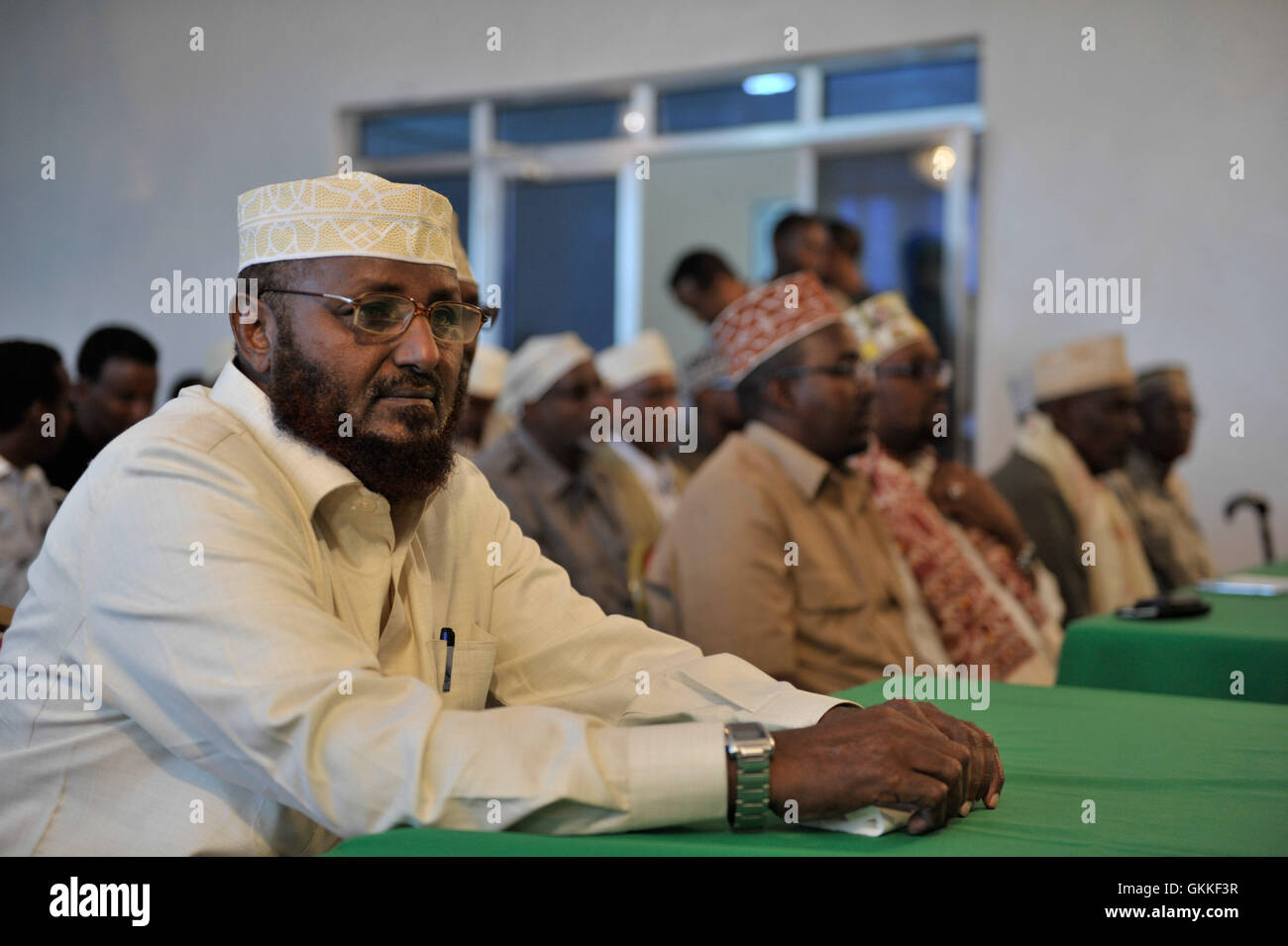 Politicians and Somali elders attend the signing of the Baidoa Six State Agreement at Villa Somalia in the country's capital of Mogadishu on July 30. AMISOM Photo / Tobin Jones Stock Photo