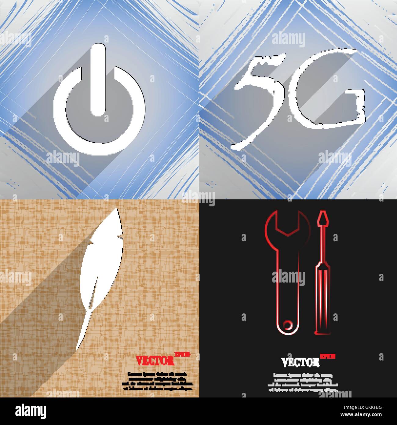 Set of abstract backgrounds with different web icons Stock Vector Image ...