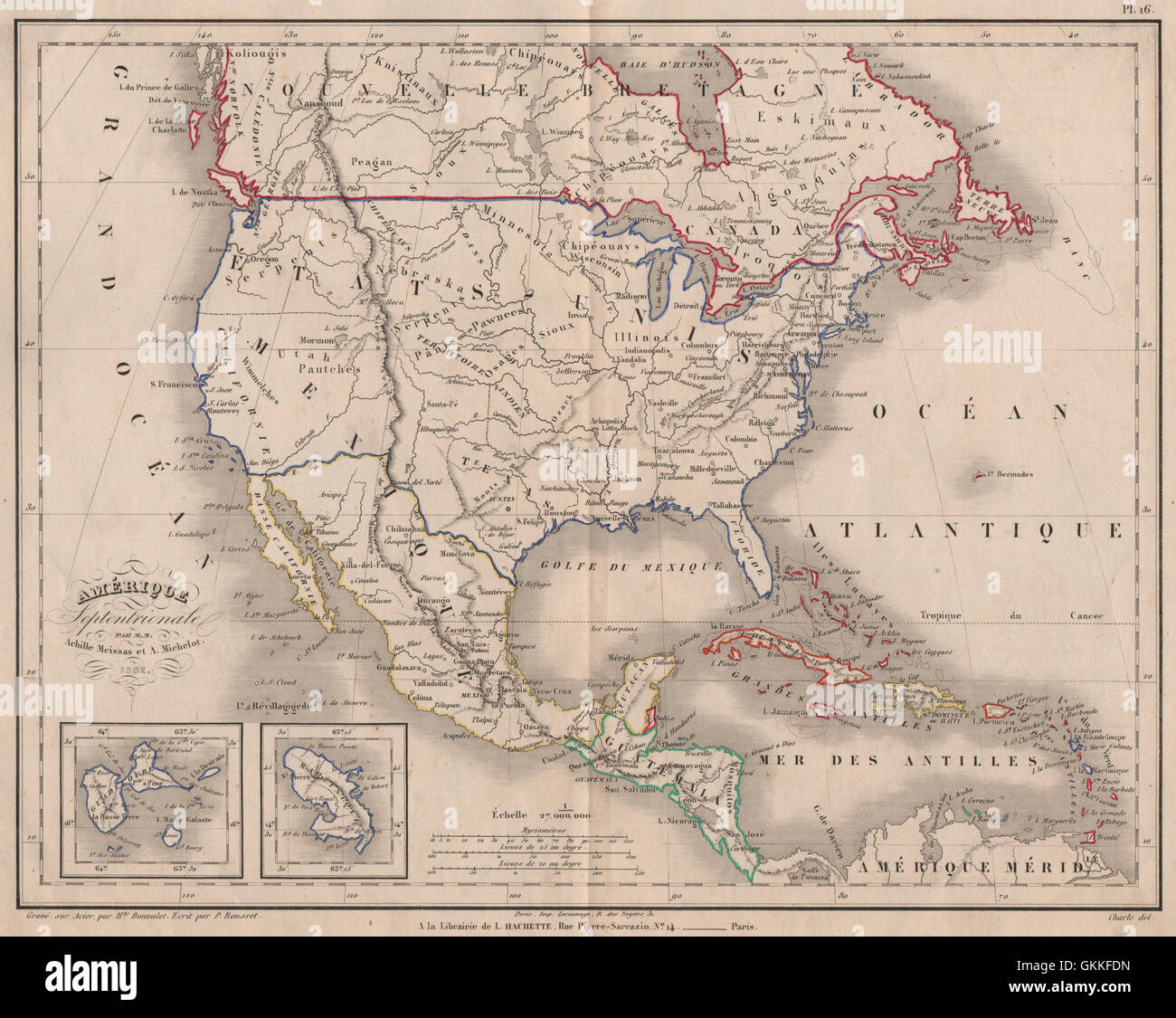 'Amérique Septentrionale'. Meissas & Michelot. Shows Texas Republic, 1861 map Stock Photo