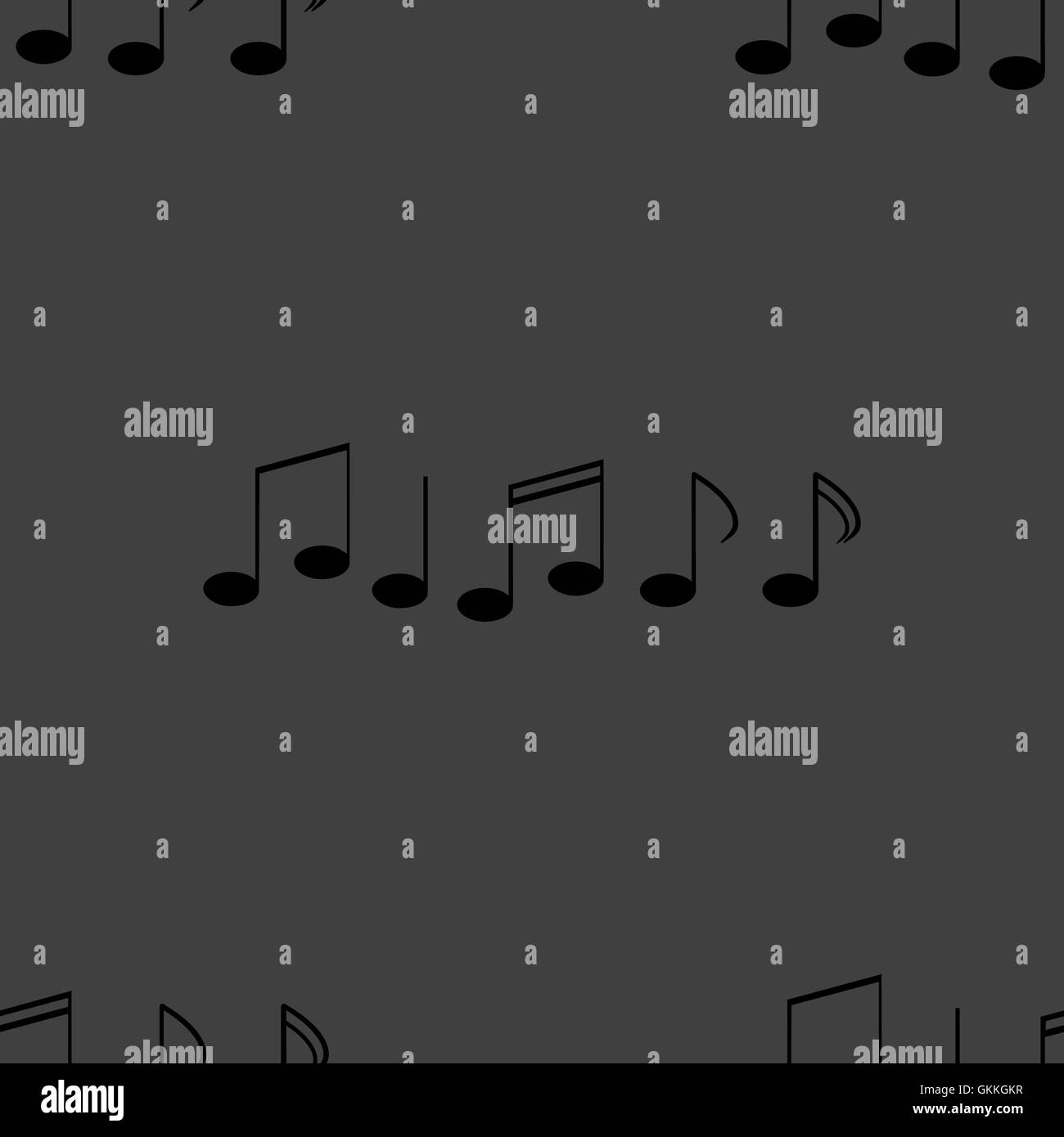 Music elements notes web icon. flat design. Seamless gray pattern Stock ...