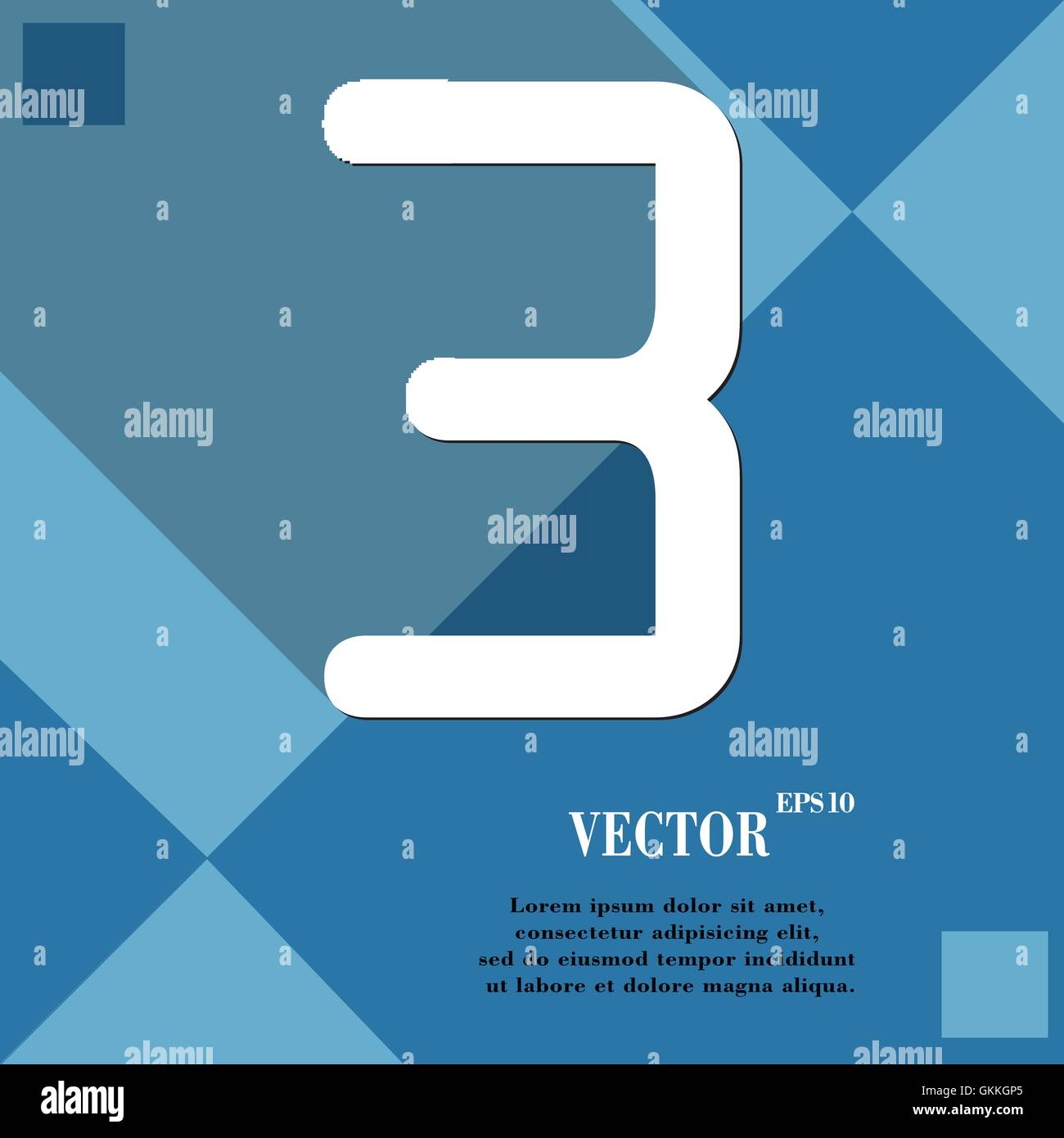 number three icon symbol Flat modern web design with long shadow and ...