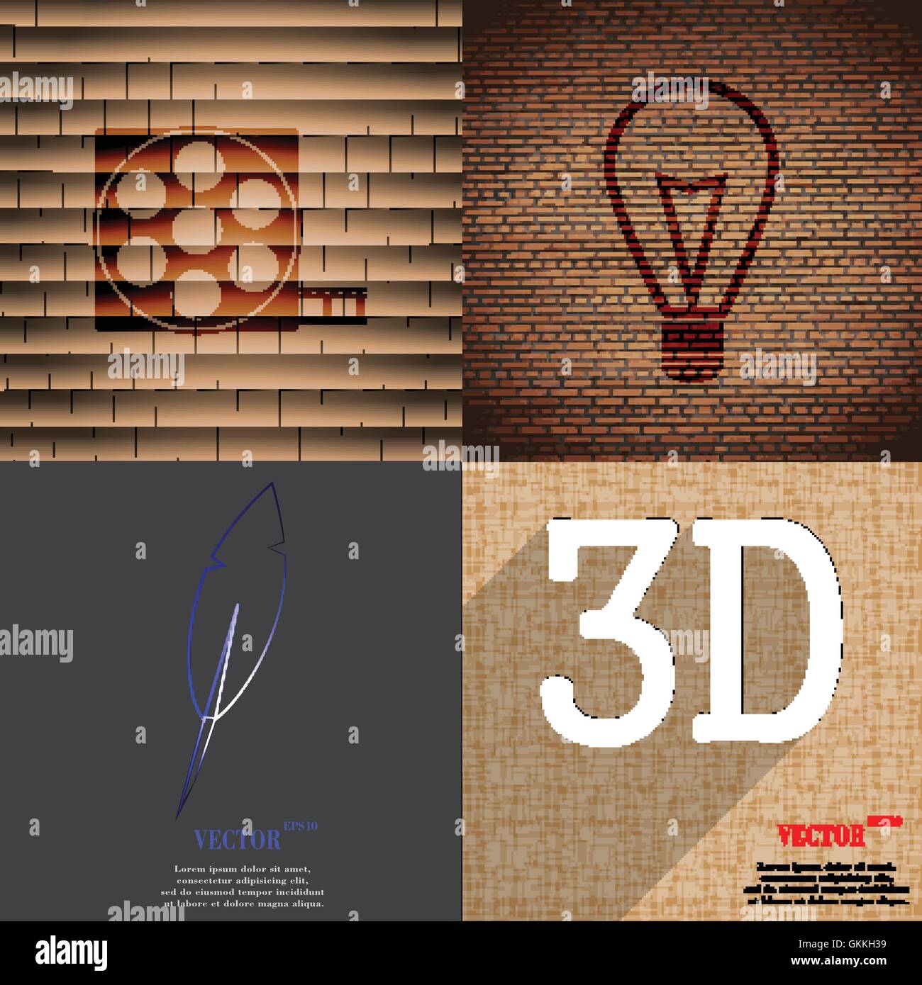 Set of abstract backgrounds with different web icons Stock Vector Image ...
