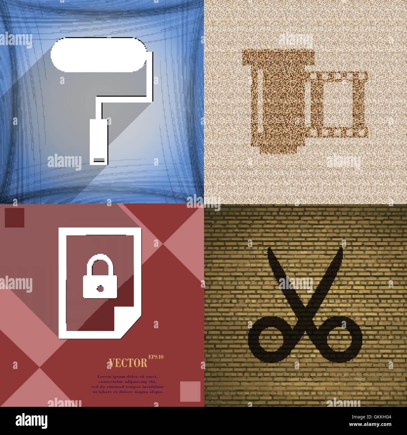 Set of abstract backgrounds with different web icons Stock Vector Image ...