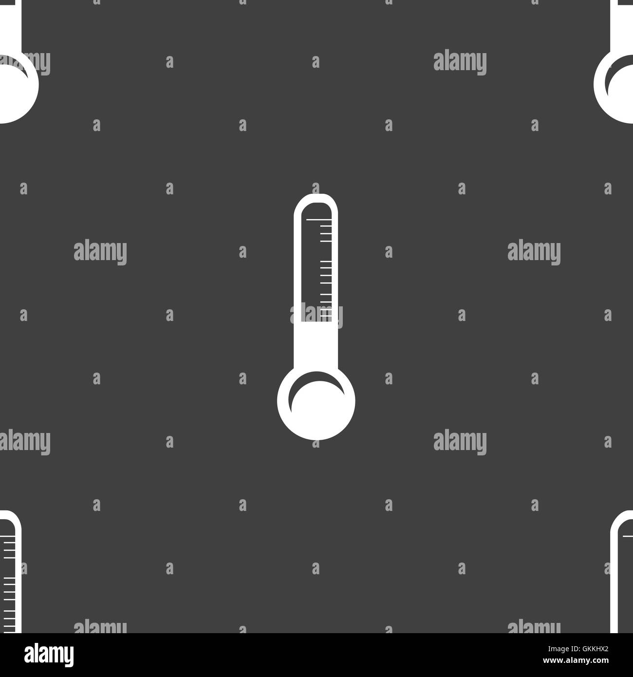 Thermometer. web icon. flat design. Seamless gray pattern. Stock Vector