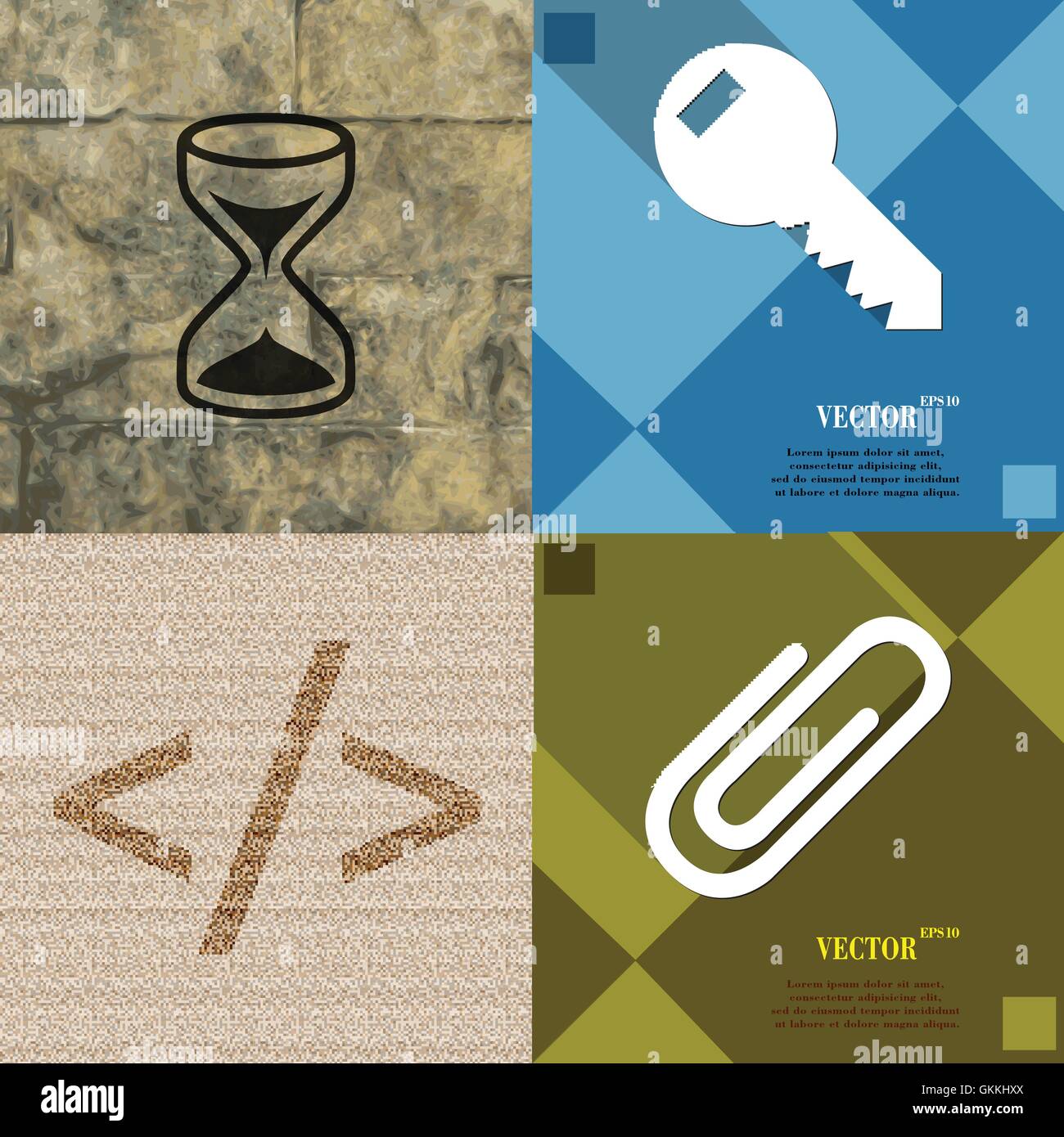 Set of abstract backgrounds with different web icons Stock Vector Image ...