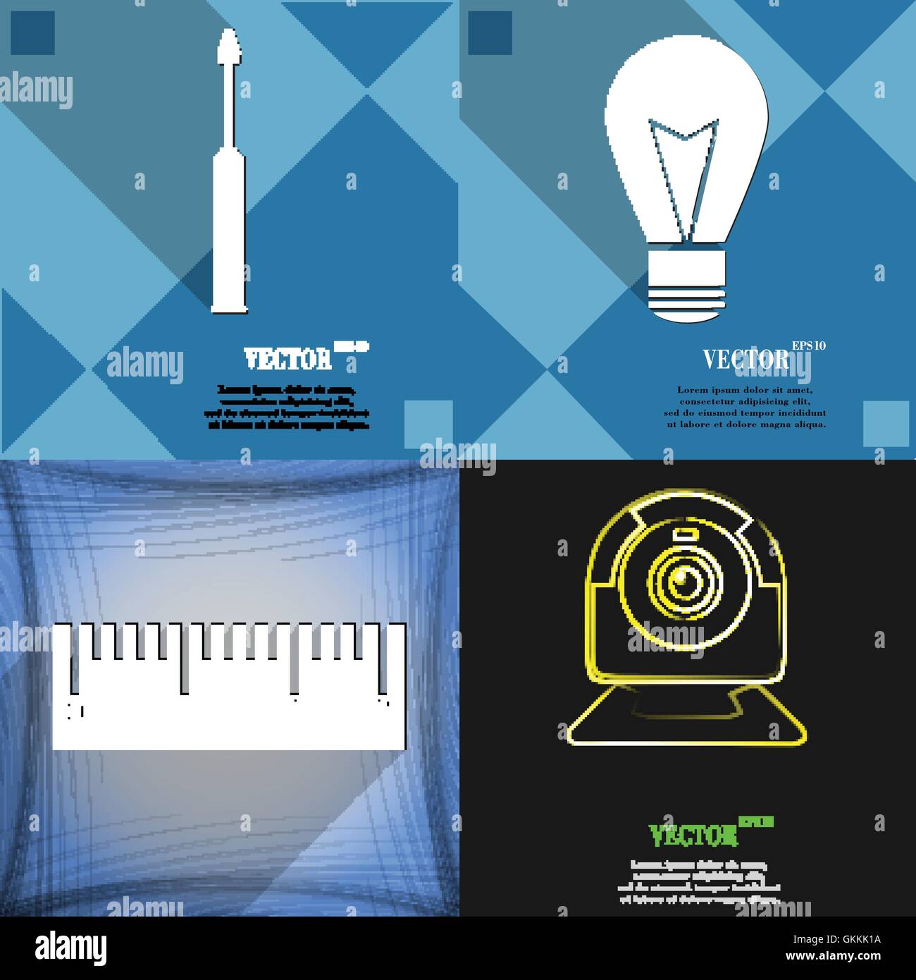 Set of abstract backgrounds with different web icons Stock Vector Image ...