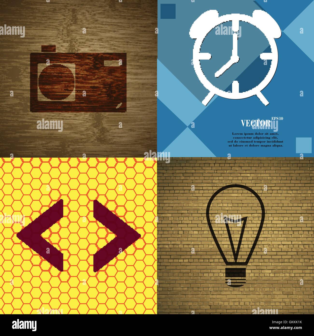 Set of abstract backgrounds with different web icons Stock Vector Image ...