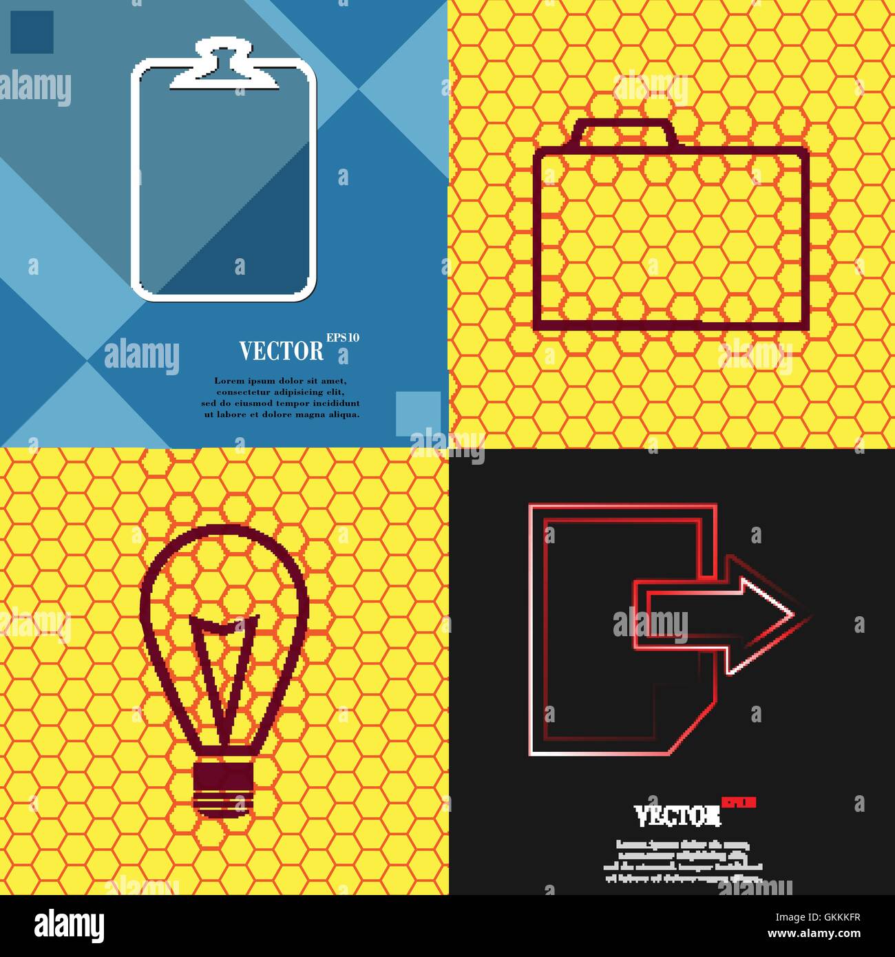 Set of abstract backgrounds with different web icons Stock Vector Image ...