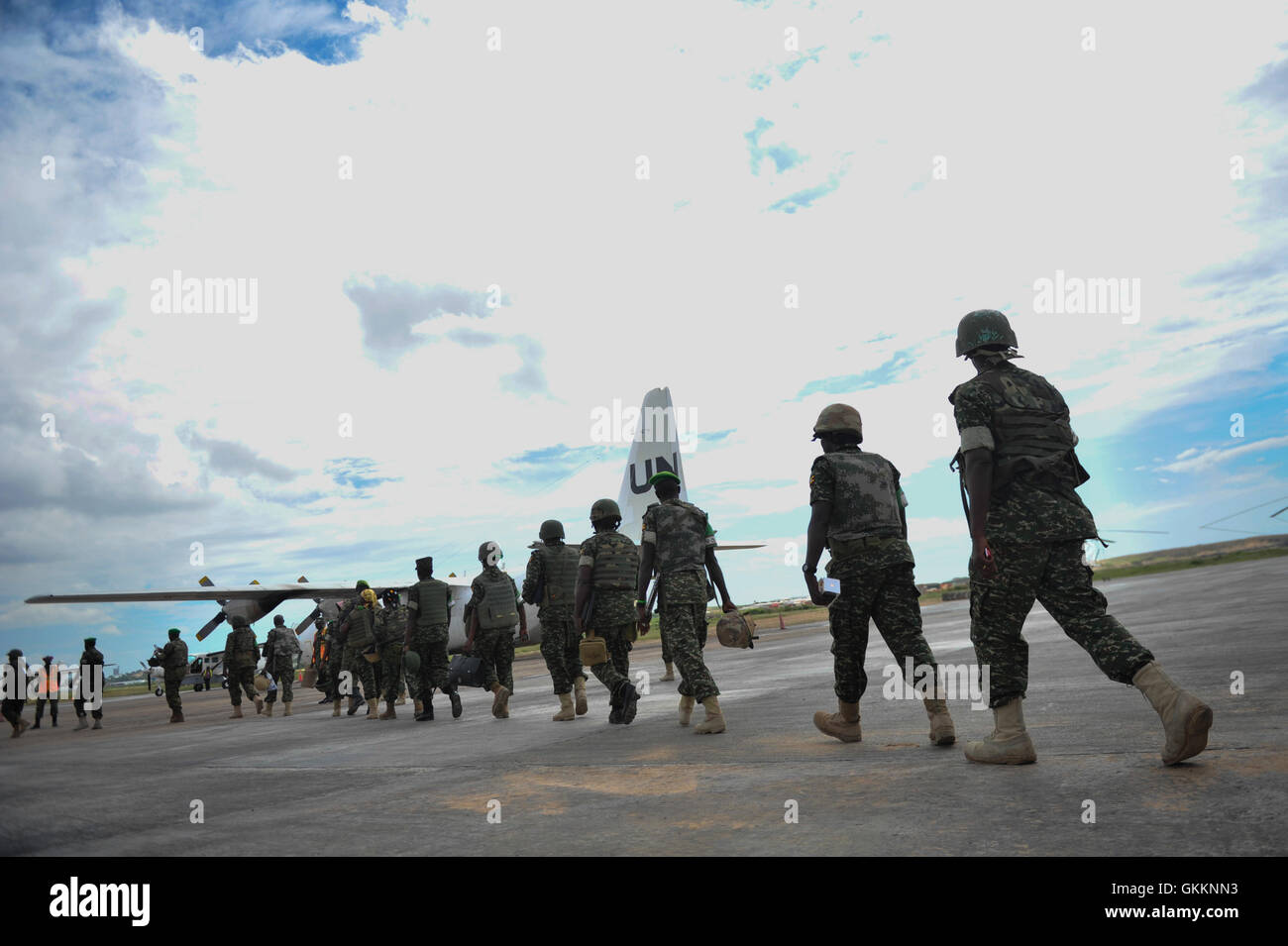 Ugandan soldiers from the Uganda People's Defence Force (UPDF), serving ...