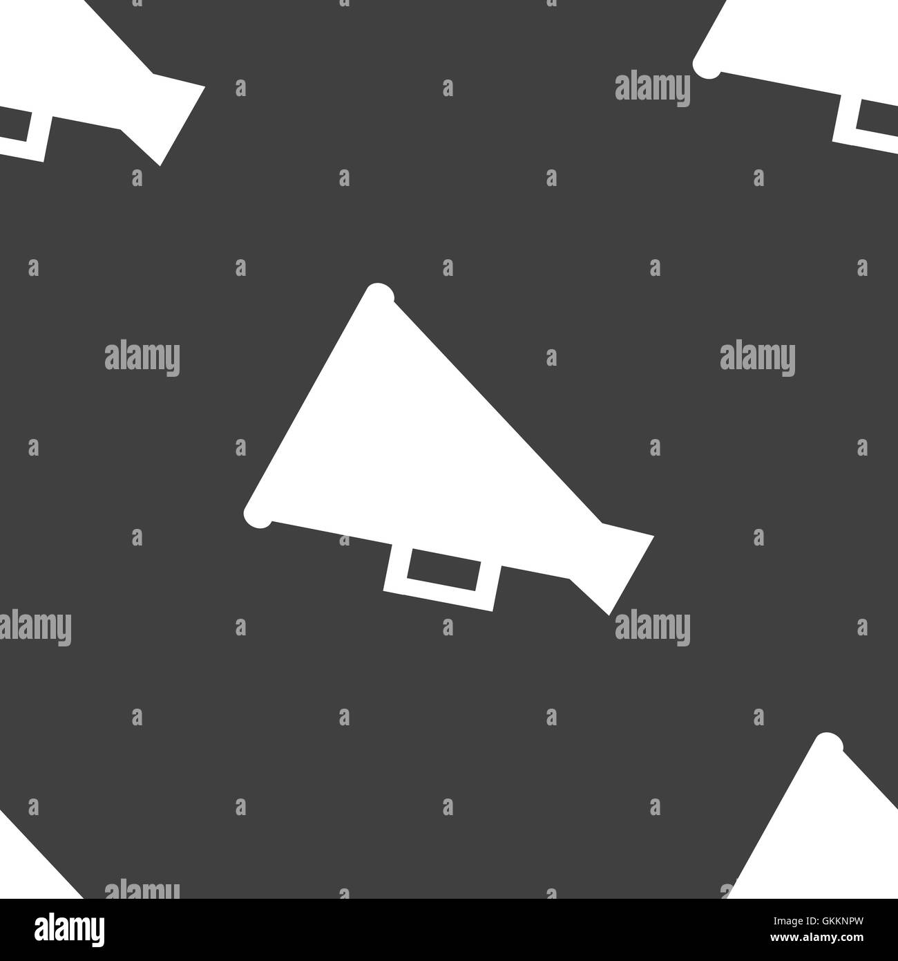 Megaphone, Loudhailer icon. flat design. Seamless gray pattern