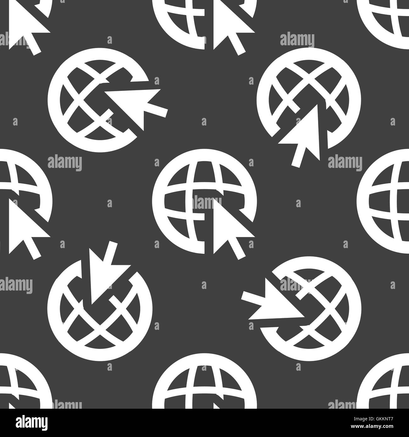 globe web icon. flat design. Seamless pattern. Stock Vector