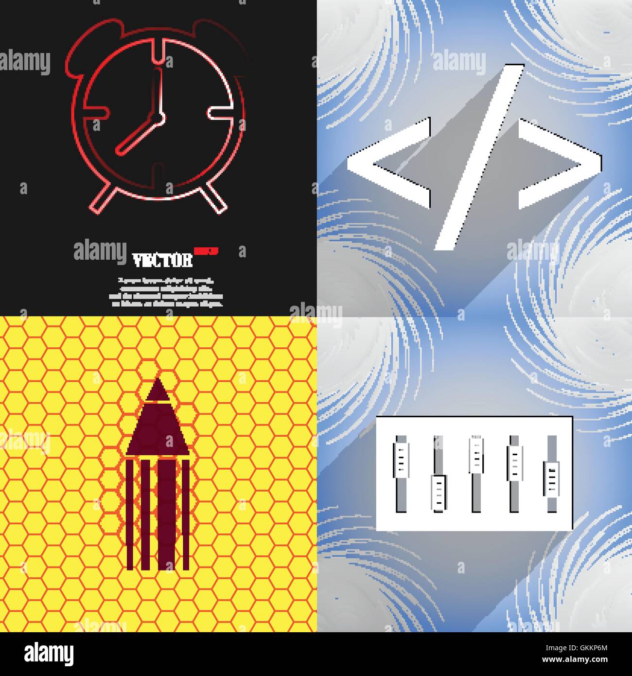 Set of abstract backgrounds with different web icons Stock Vector Image ...
