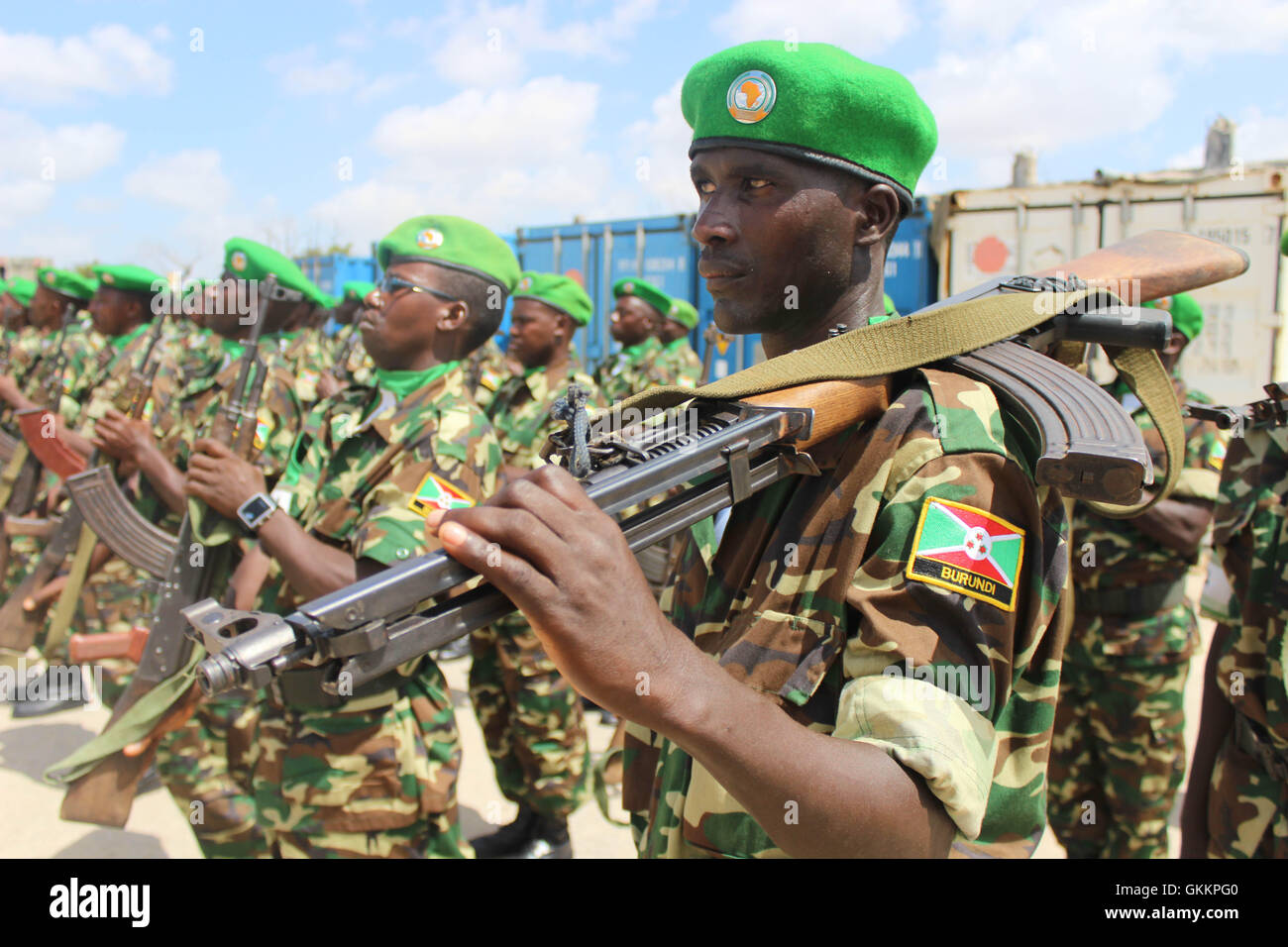 Burundi troops on parade during the ceremony to mark the completion of