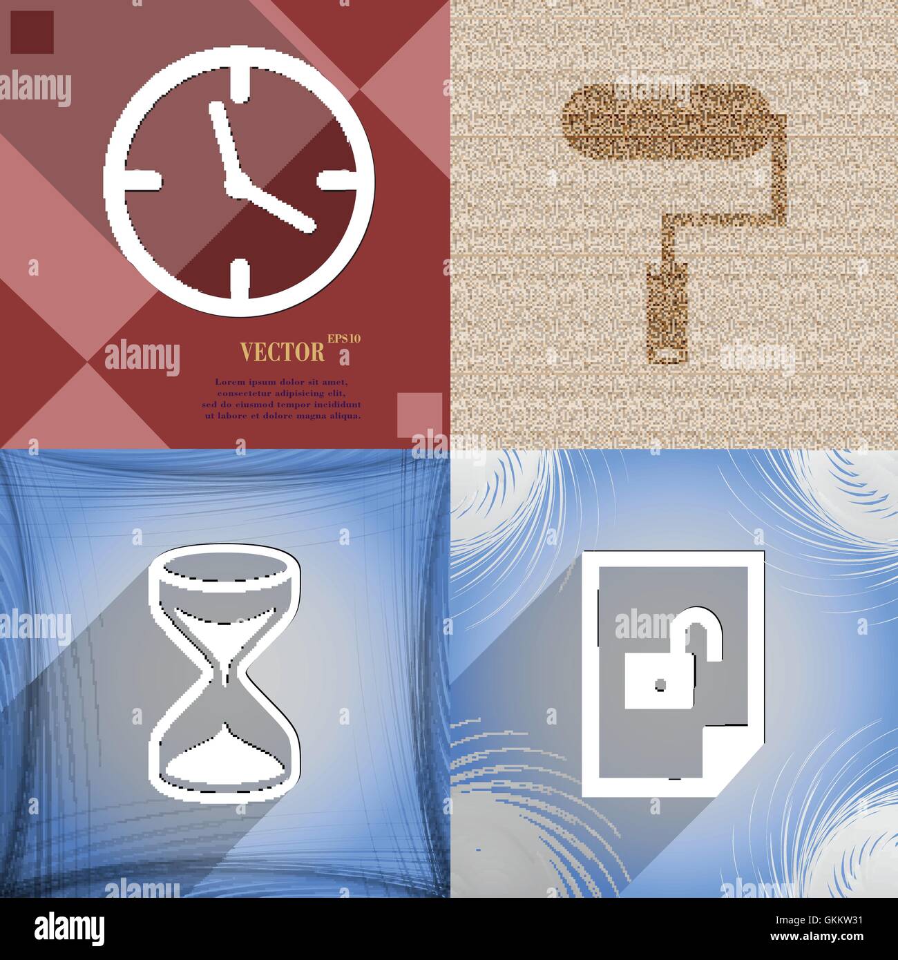 Set of abstract backgrounds with different web icons Stock Vector Image ...