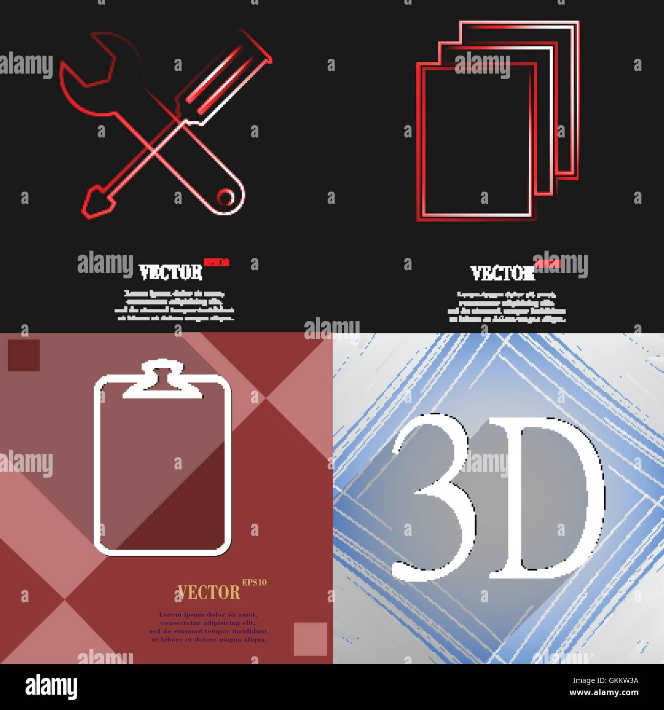 Set of abstract backgrounds with different web icons Stock Vector Image ...