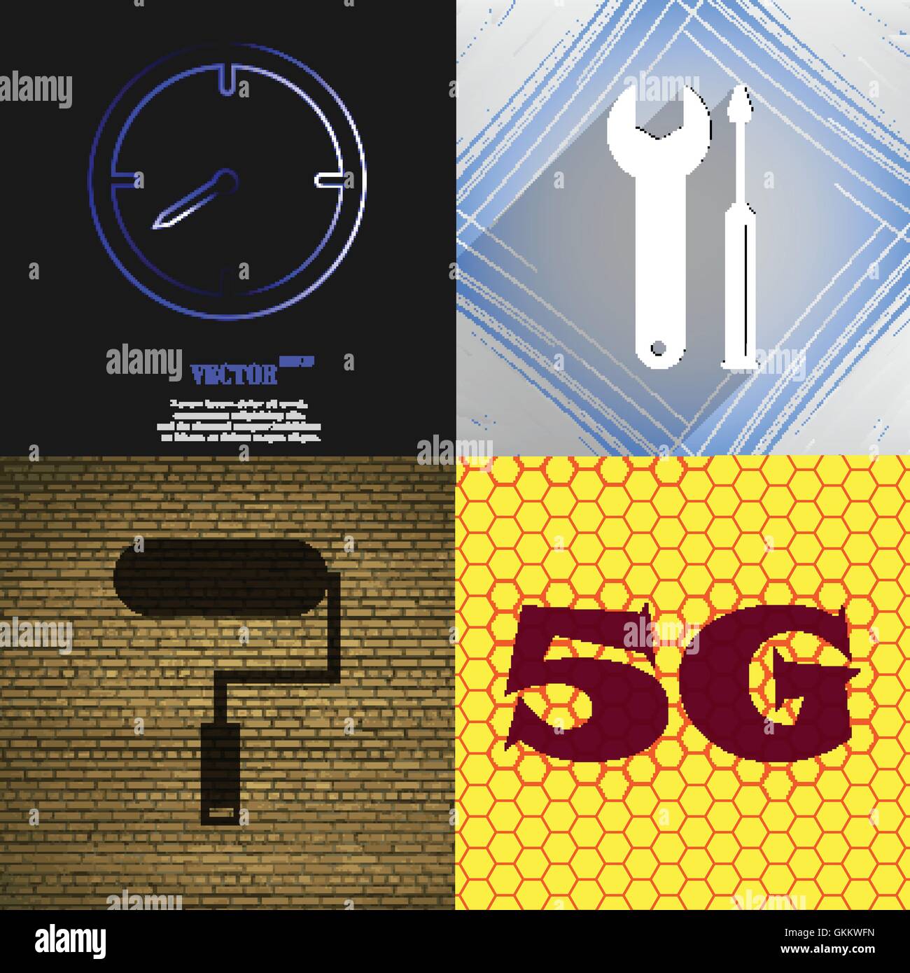 Set of abstract backgrounds with different web icons Stock Vector Image ...