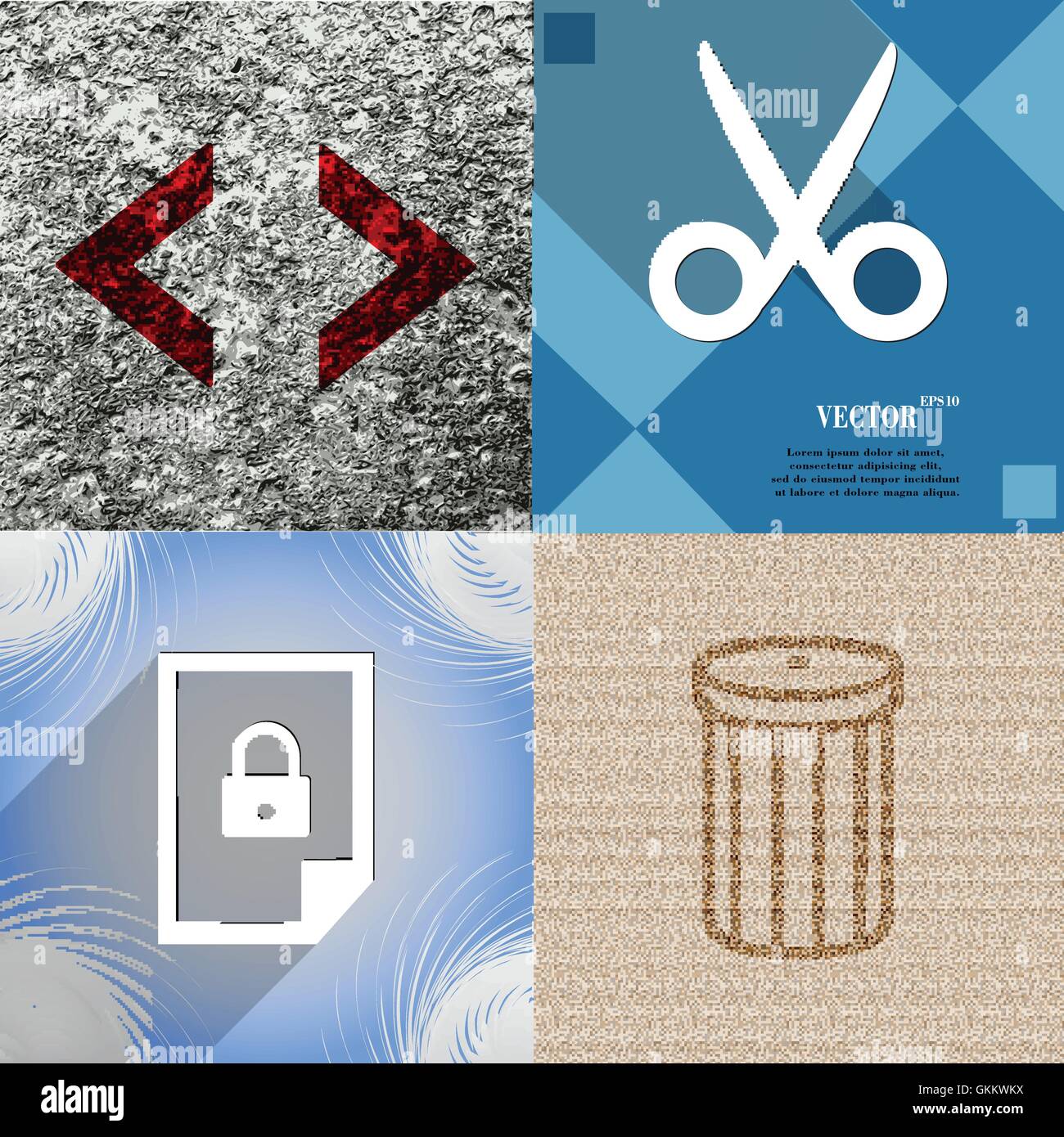 Set of abstract backgrounds with different web icons Stock Vector Image ...