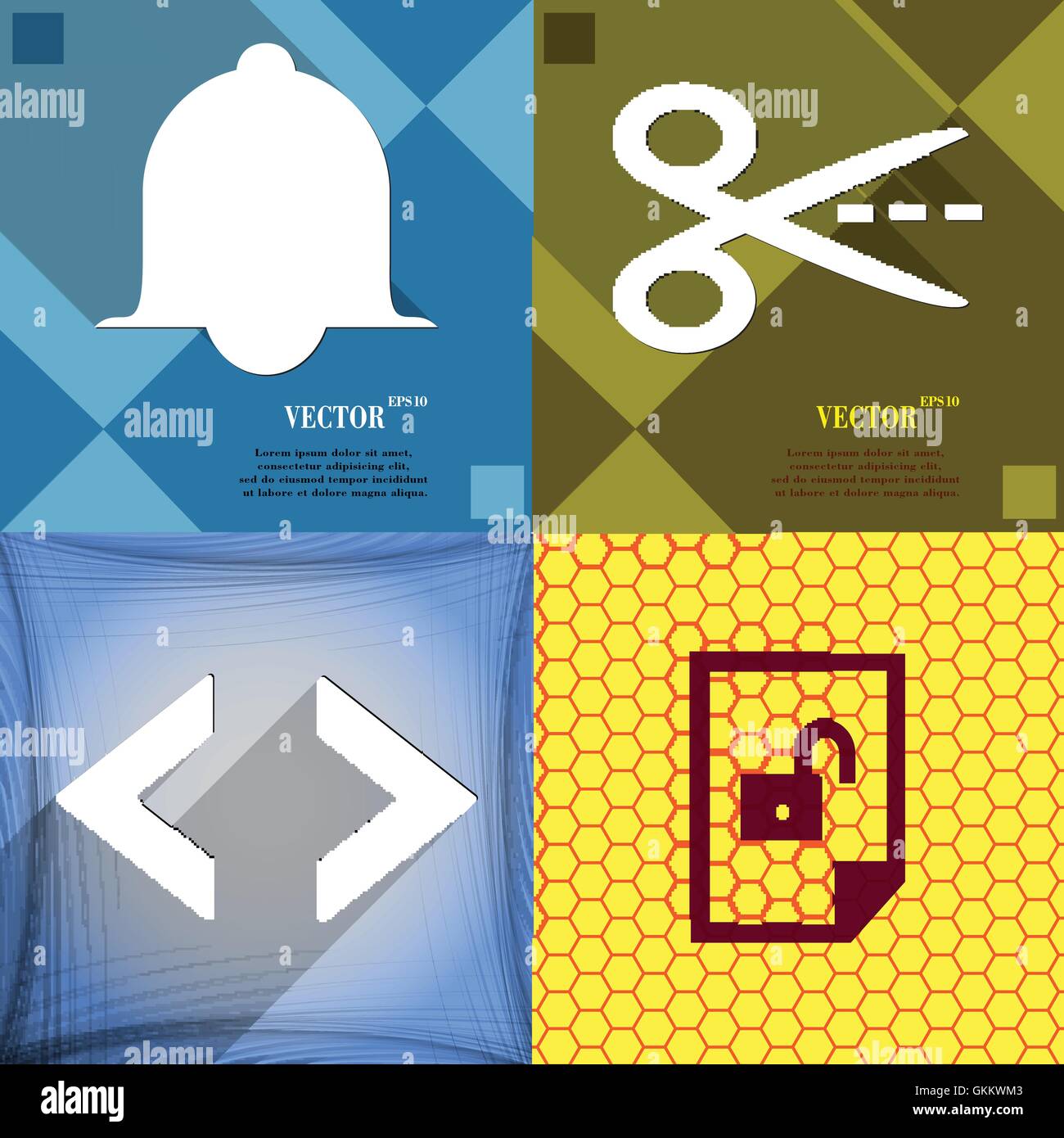 Set of abstract backgrounds with different web icons Stock Vector Image ...