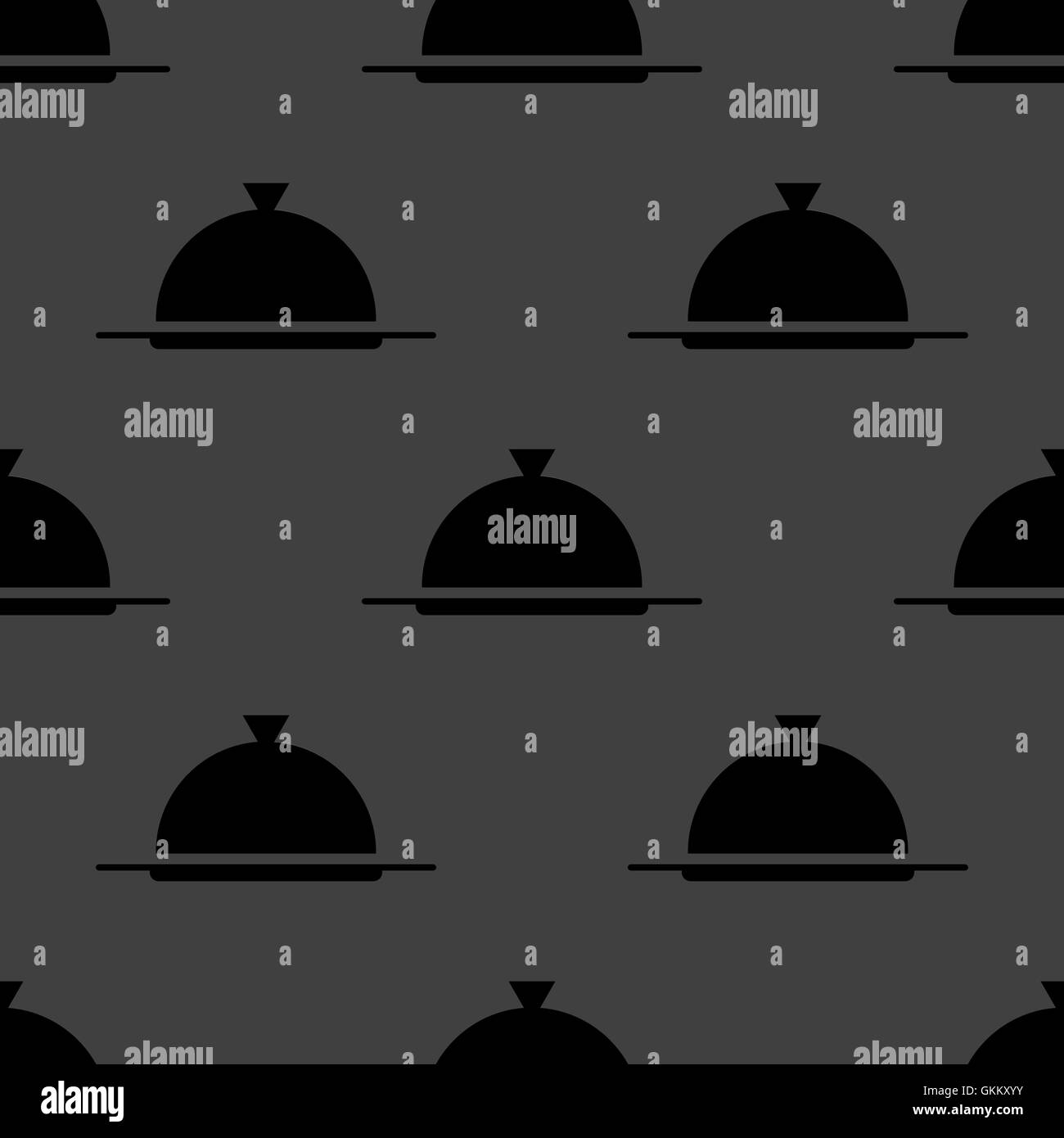 Restaurant cloche web icon. flat design. Seamless gray pattern. Stock Vector