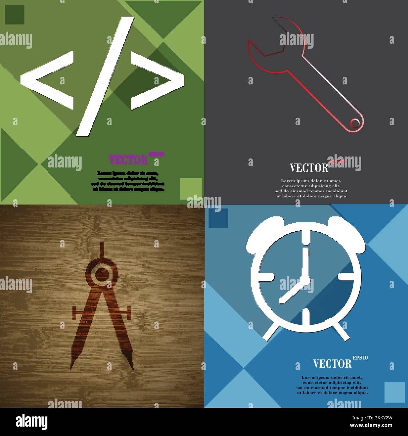 Set of abstract backgrounds with different web icons Stock Vector Image ...
