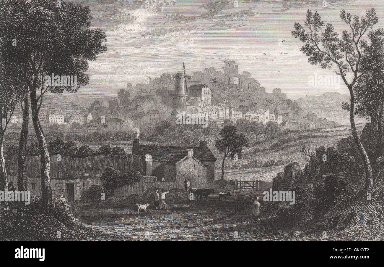 Denbigh, Wales, by Henry Gastineau, antique print 1835 Stock Photo - Alamy