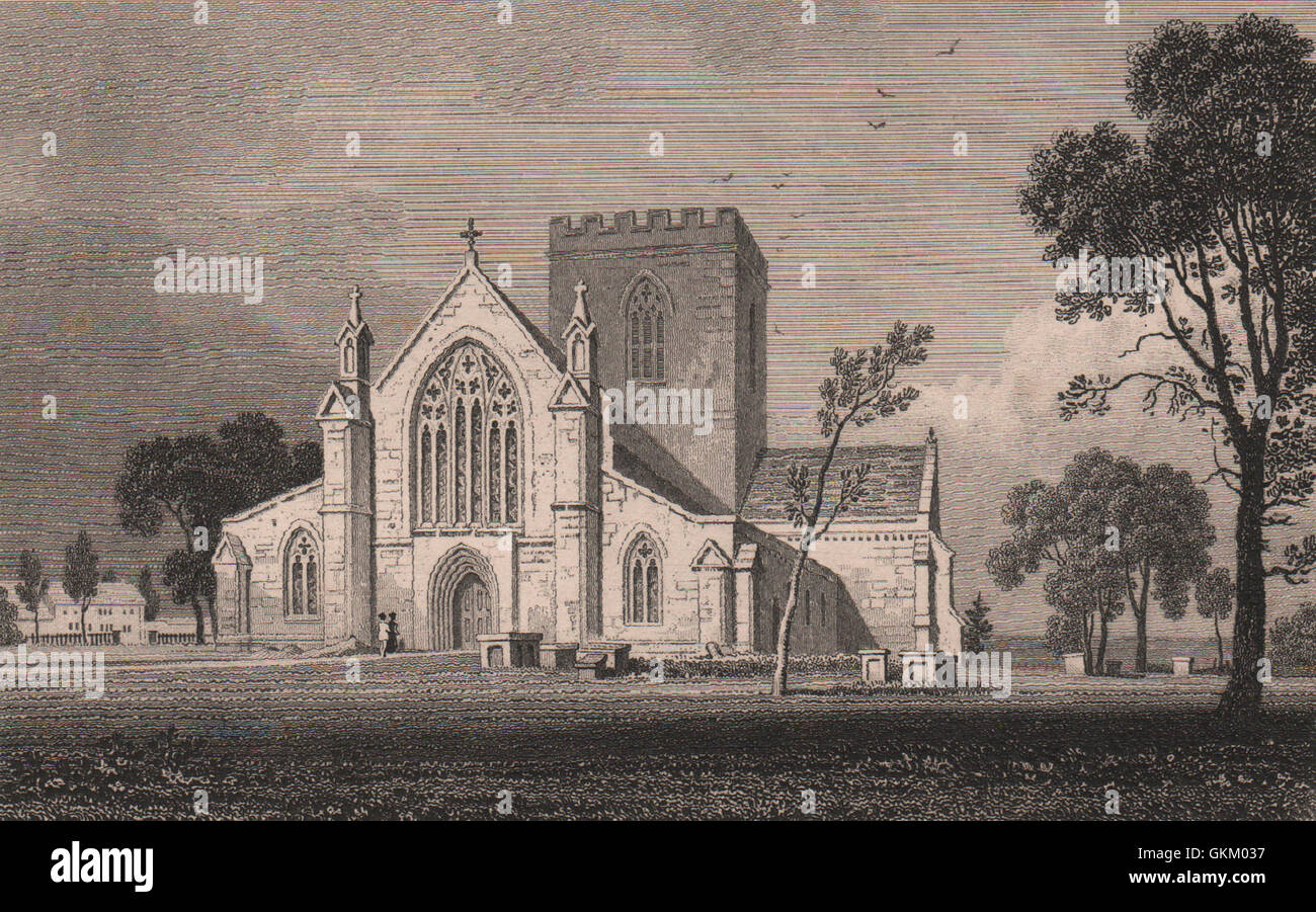 St. Asaph Cathedral, Flintshire, Wales, by Henry Gastineau, antique print 1835 Stock Photo