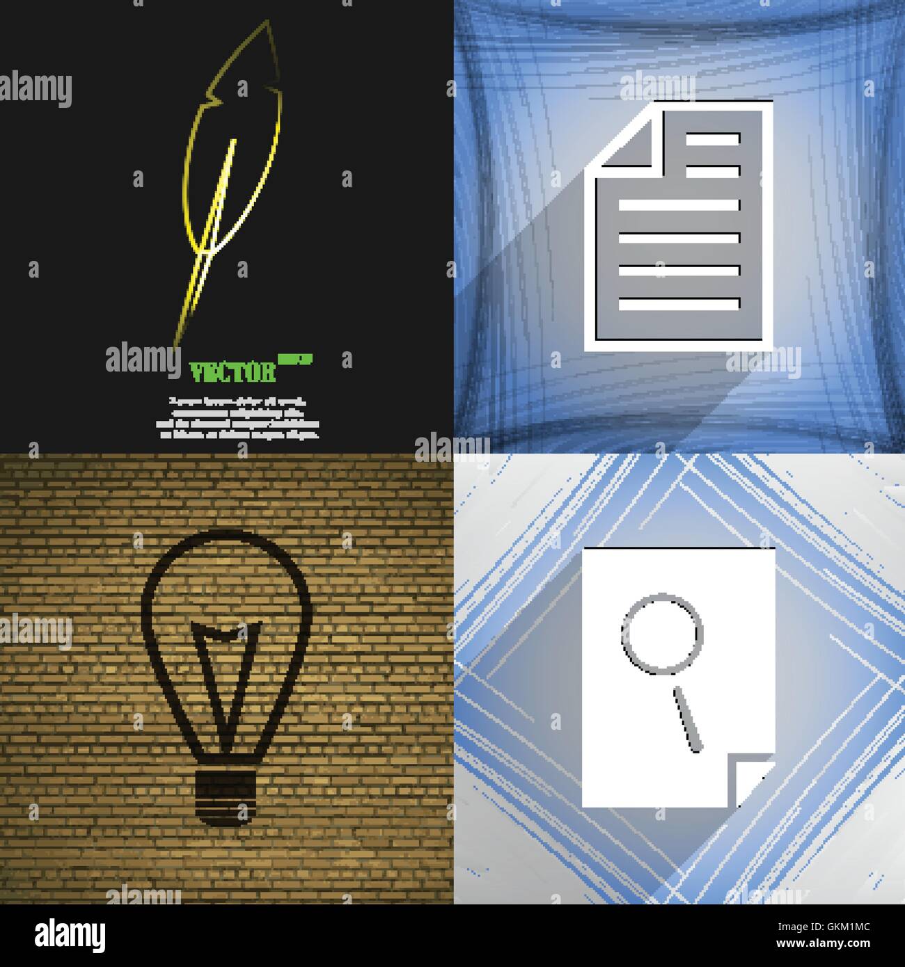 Set of abstract backgrounds with different web icons Stock Vector Image ...