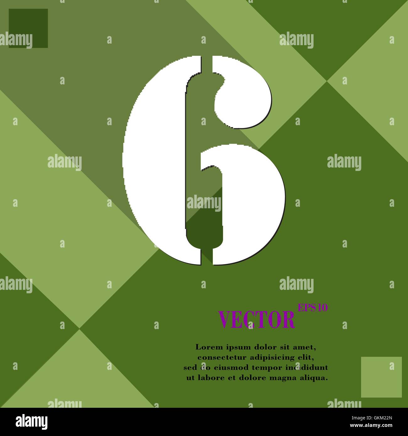 number six icon symbol Flat modern web design with long shadow and ...