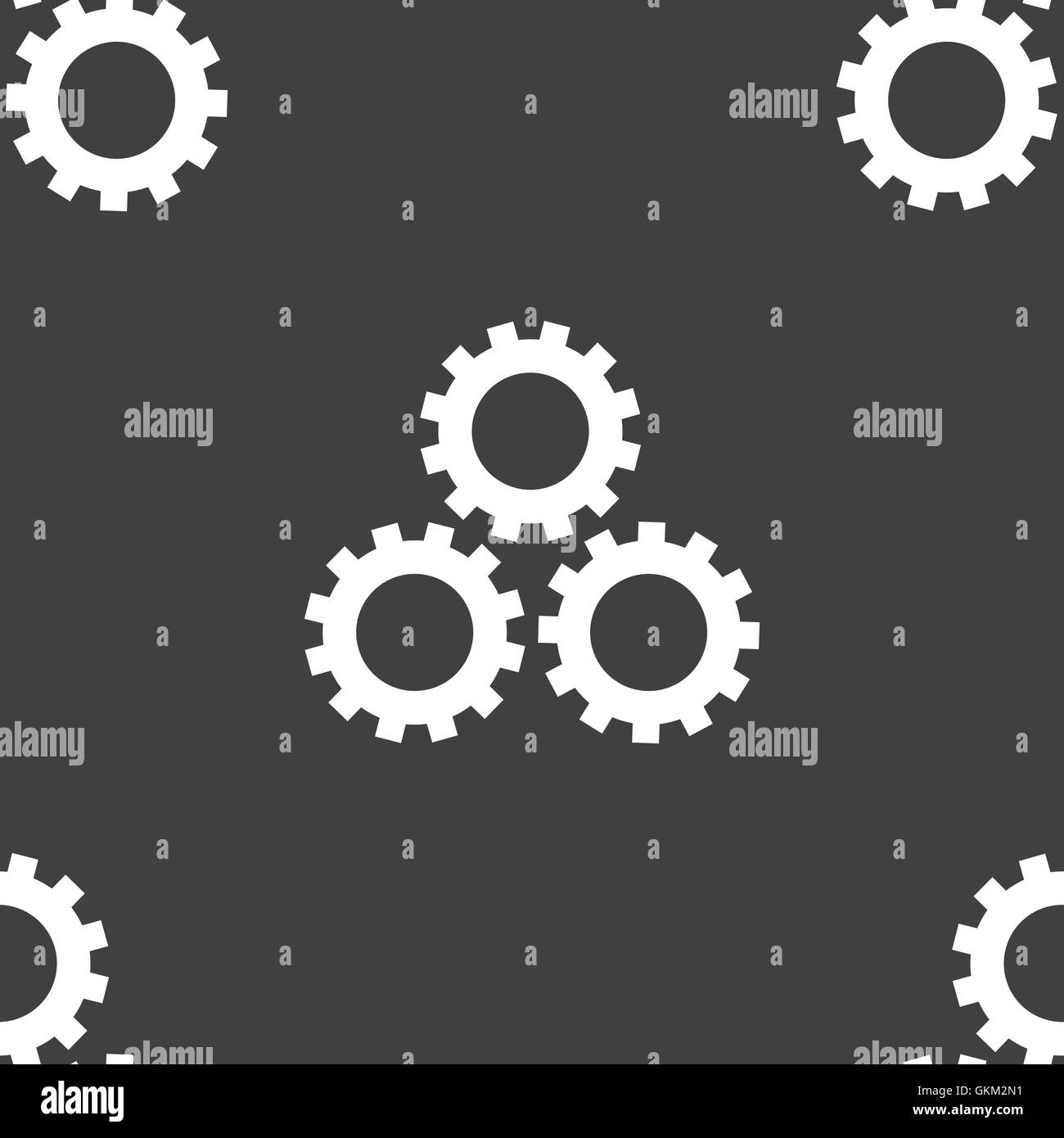 Settings Sign web icon. flat design. Seamless gray pattern Stock Vector ...