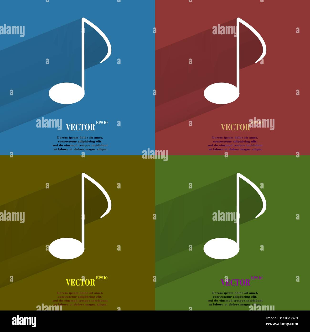 Color set Music elements notes web icon, flat design Stock Vector Image ...