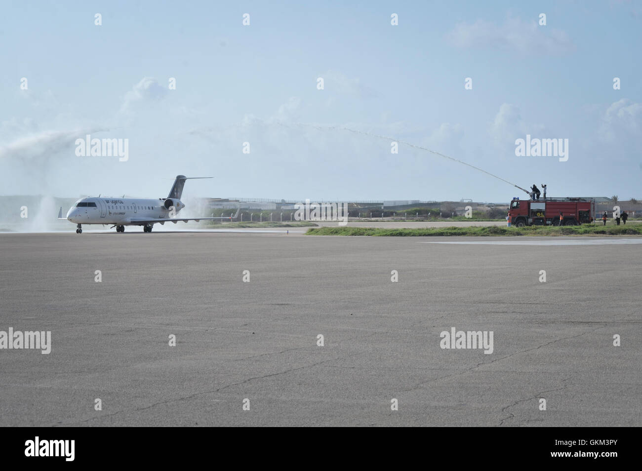 Air Uganda's maiden flight lands at Aden Abdulle International Airport