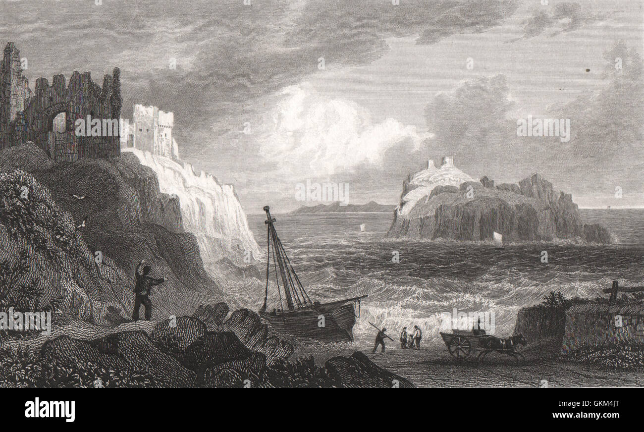 St. Catherine's Island (Ynys Catrin), Tenby, Pembrokeshire. Henry Gastineau 1835 Stock Photo