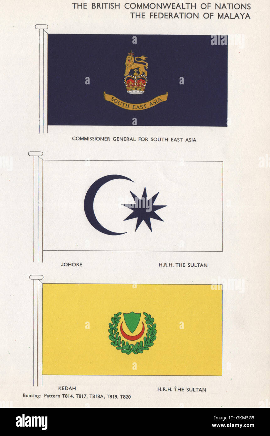 Federation Of Malaya Flags Comm R General Se Asia Johore Hrh Sultan Kedah 1958 Stock Photo Alamy