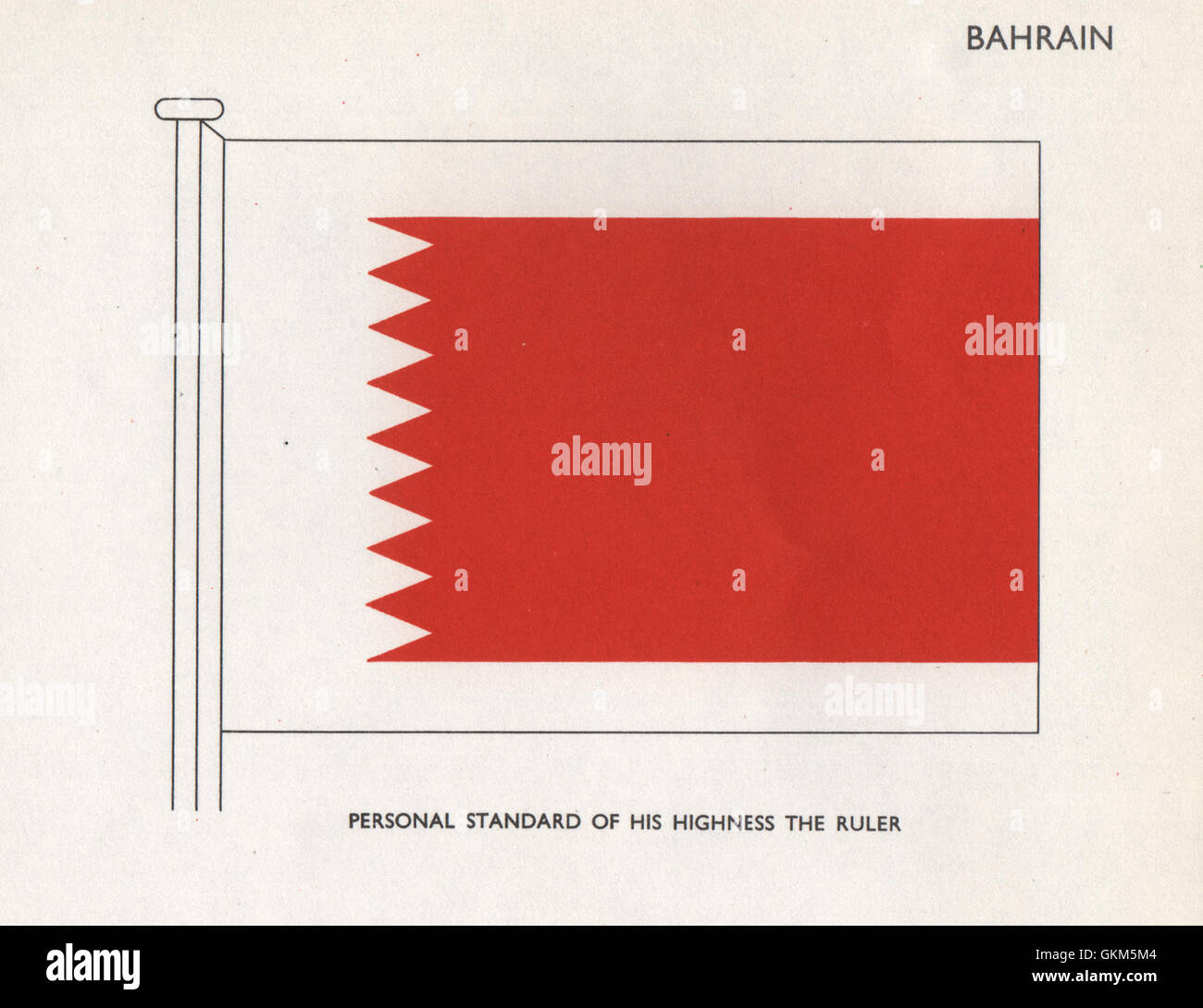 BAHRAIN FLAGS. Personal Standard of his Highness the Ruler, vintage print 1958 Stock Photo