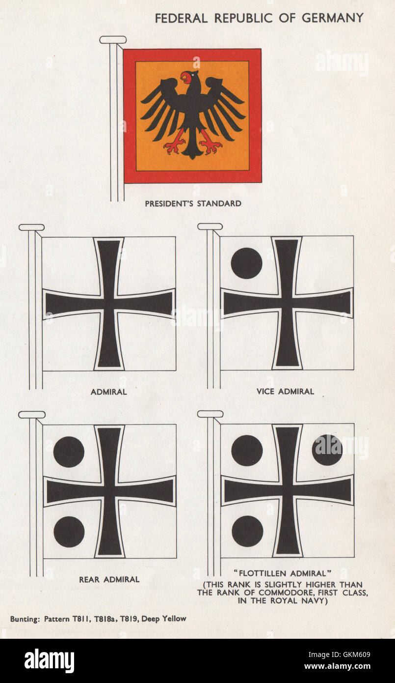 WEST GERMANY FLAGS. President's Standard. Vice/Rear/Flottillen Admiral, 1958 Stock Photo