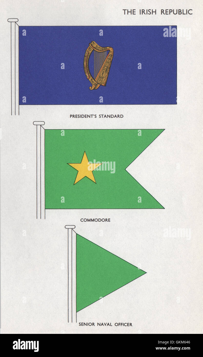 IRELAND FLAGS. President's Standard. Commodore. Senior Naval Officer, 1958 Stock Photo