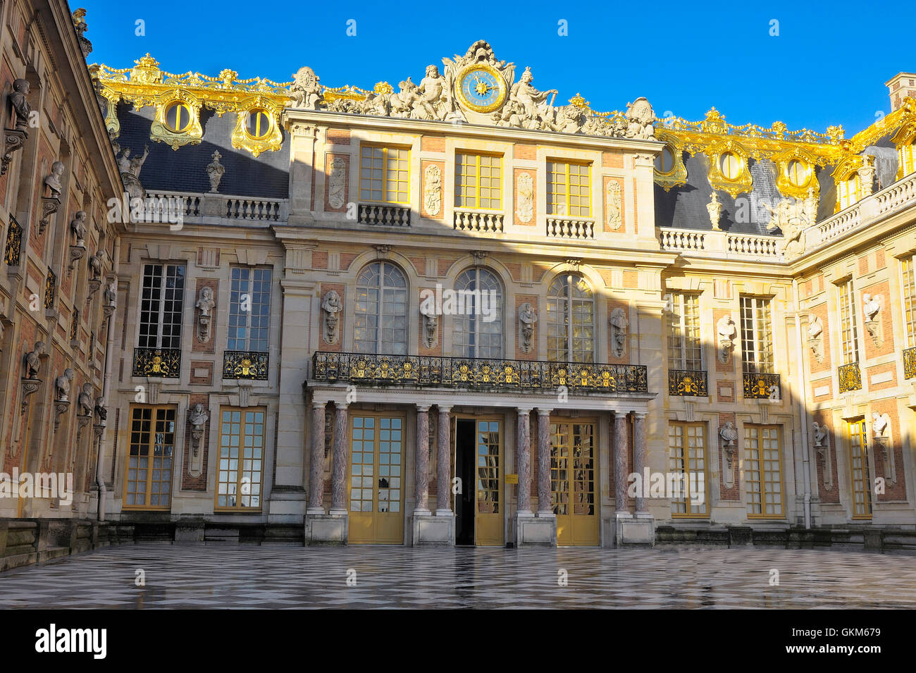 Versailles castle façade on the side of the marble courtyard which 