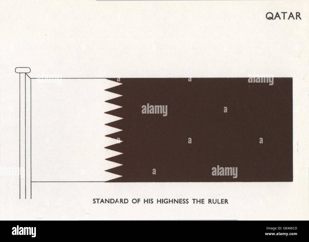 QATAR FLAGS. Standard of his Highness the Ruler, vintage print 1958 Stock Photo