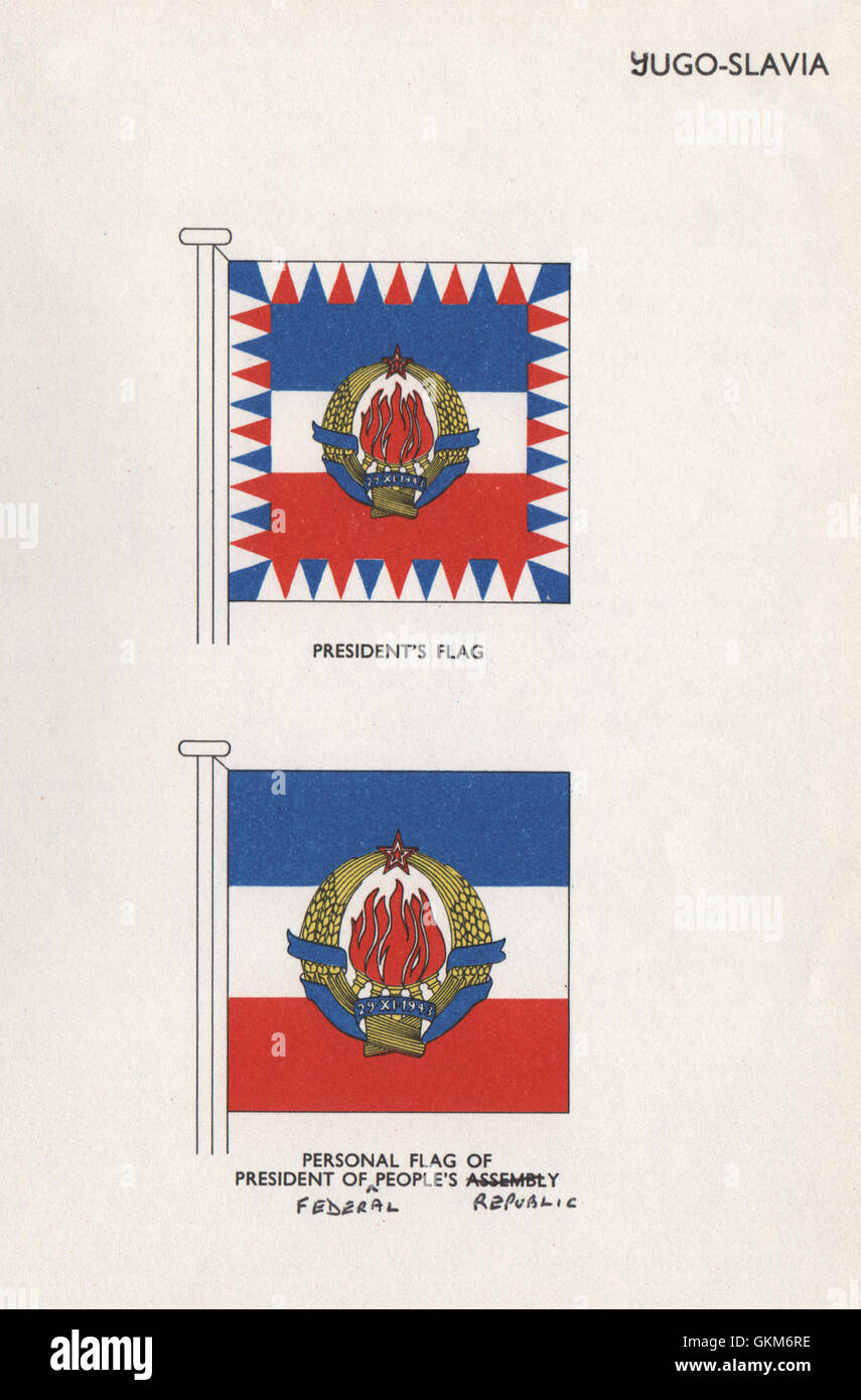 YUGOSLAVIA FLAGS. President's Flag. President of People's Federal Republic, 1958 Stock Photo