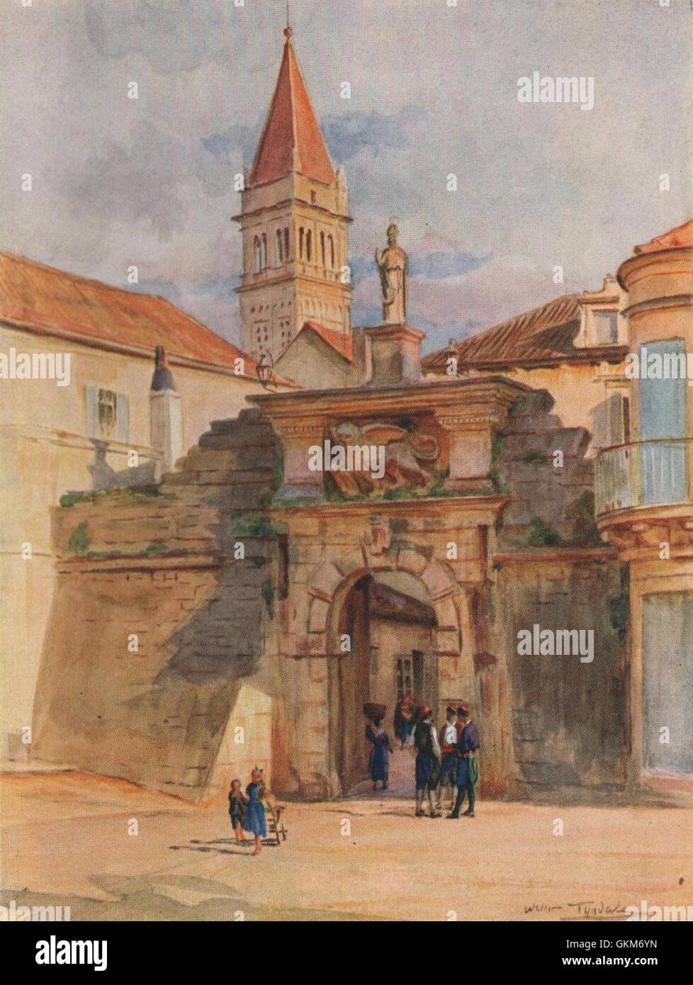 One of the Gates of Trau (now Trogir), Croatia, by Walter Tyndale, print 1925 Stock Photo