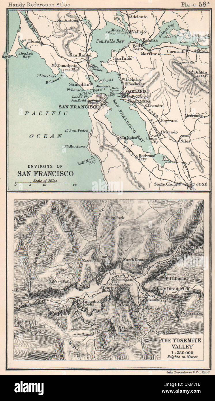 USA West Yosemite San Francisco Yellowstone 1912 old map ROCKY MOUNTAINS