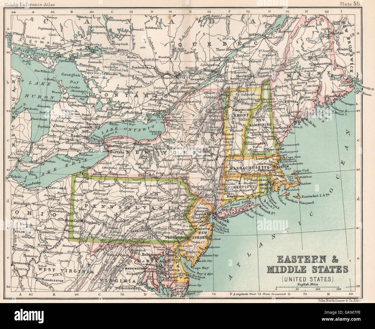 Antique map of eastern states of usa hi-res stock photography and ...
