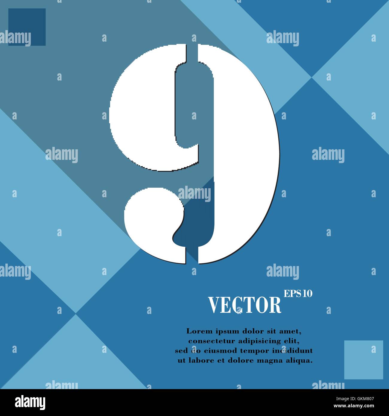 number Nine icon symbol Flat modern web design with long shadow and ...