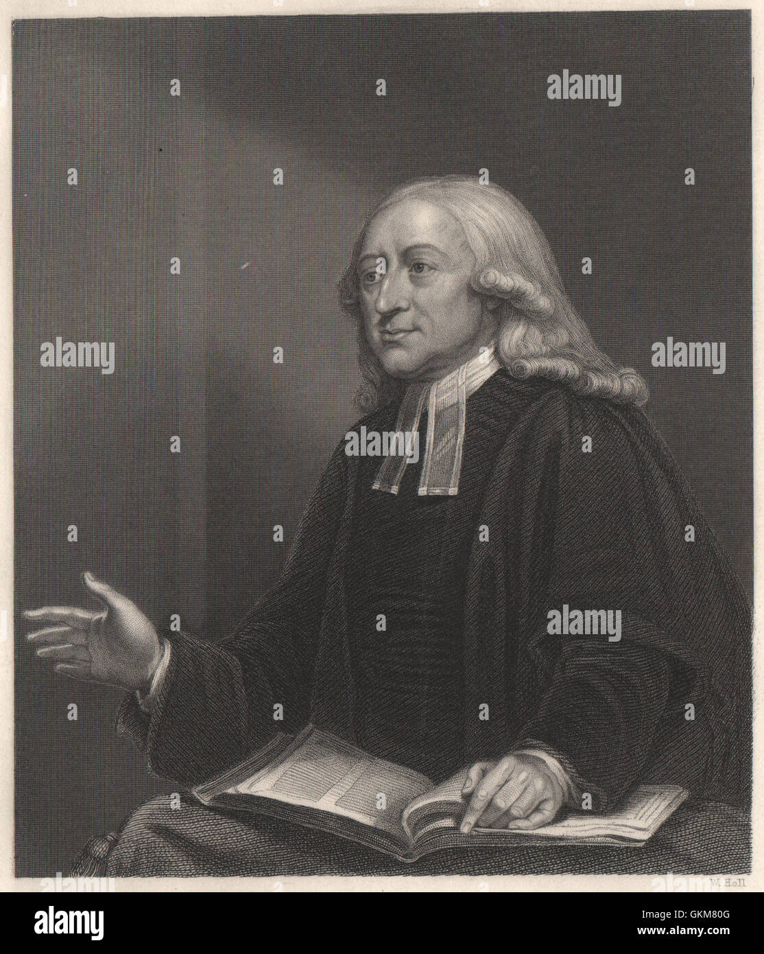 John Wesley. Founded Methodism. Methodist, antique print 1840 Stock Photo