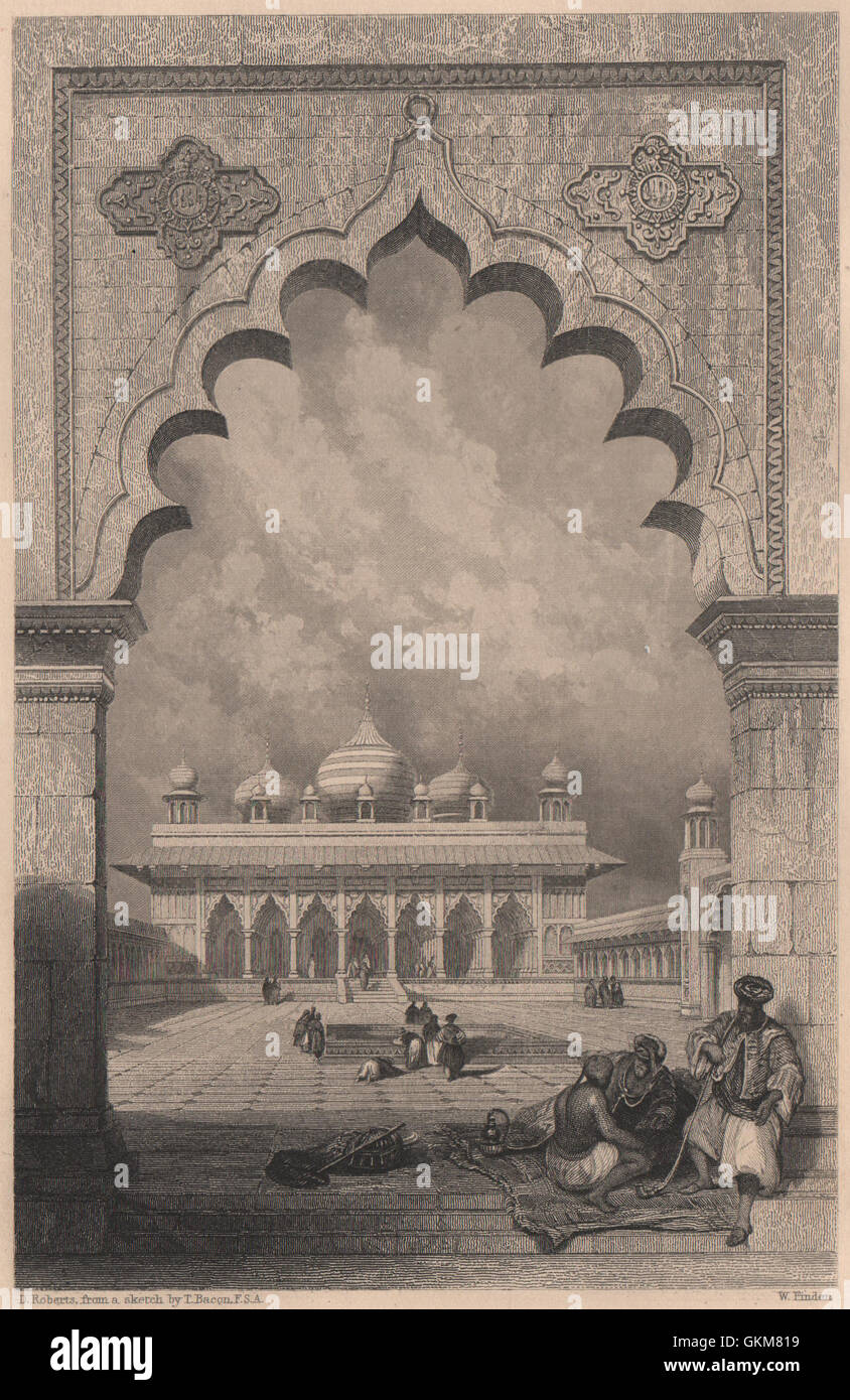 The Moti Masjid, or Pearl Mosque, Agra, India, antique print 1840 Stock Photo