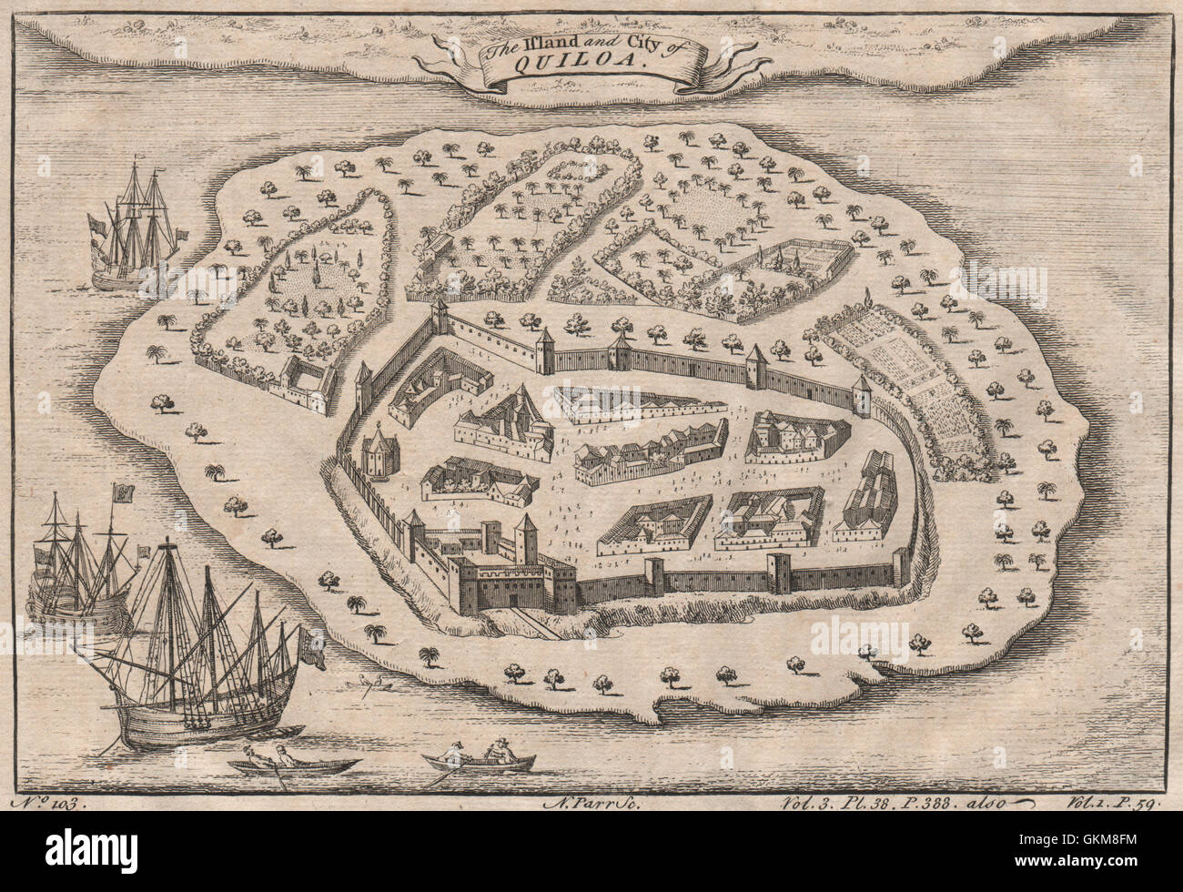 TANZANIA. 'The Island and City of Quiloa'. Kilwa Kisiwani. PARR, 1746 