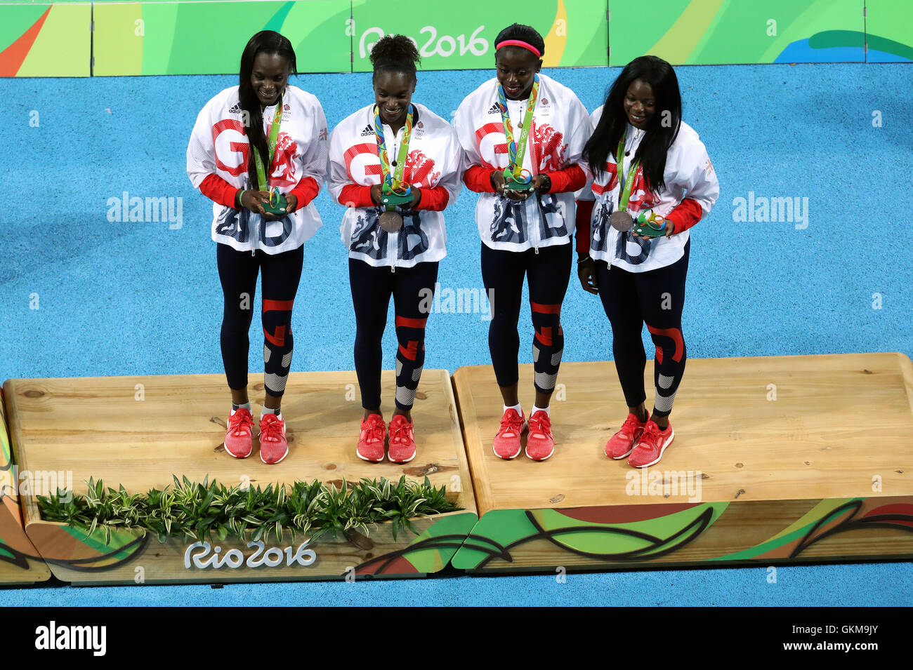 Great Britain S 4x100m Relay Team Receiving Their Bronze Medals On The