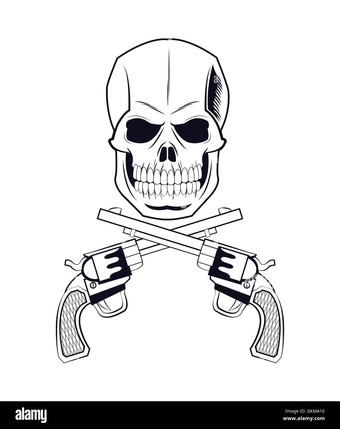skull gun tattoo face design Stock Vector Image & Art - Alamy