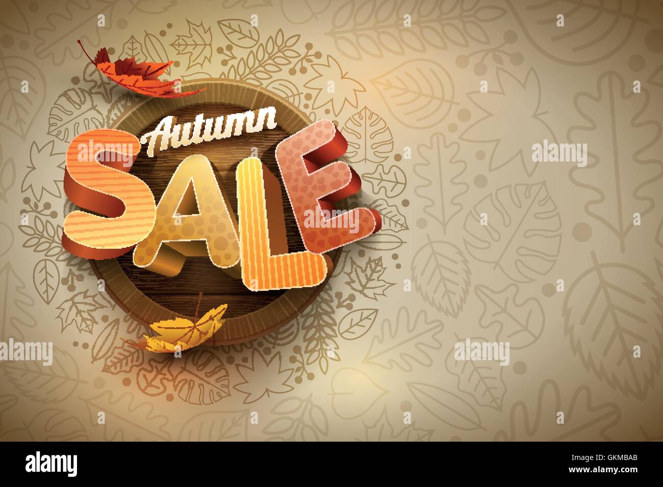 Vector autumn sale poster design template. Elements are layered separately in vector file. Stock Vector