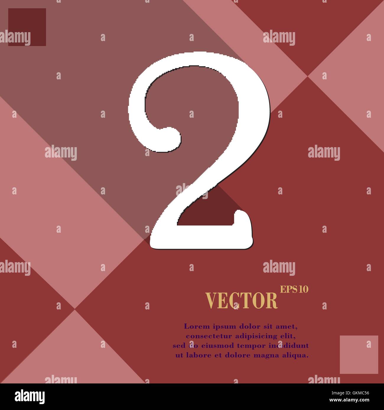 number two icon symbol Flat modern web design with long shadow and ...